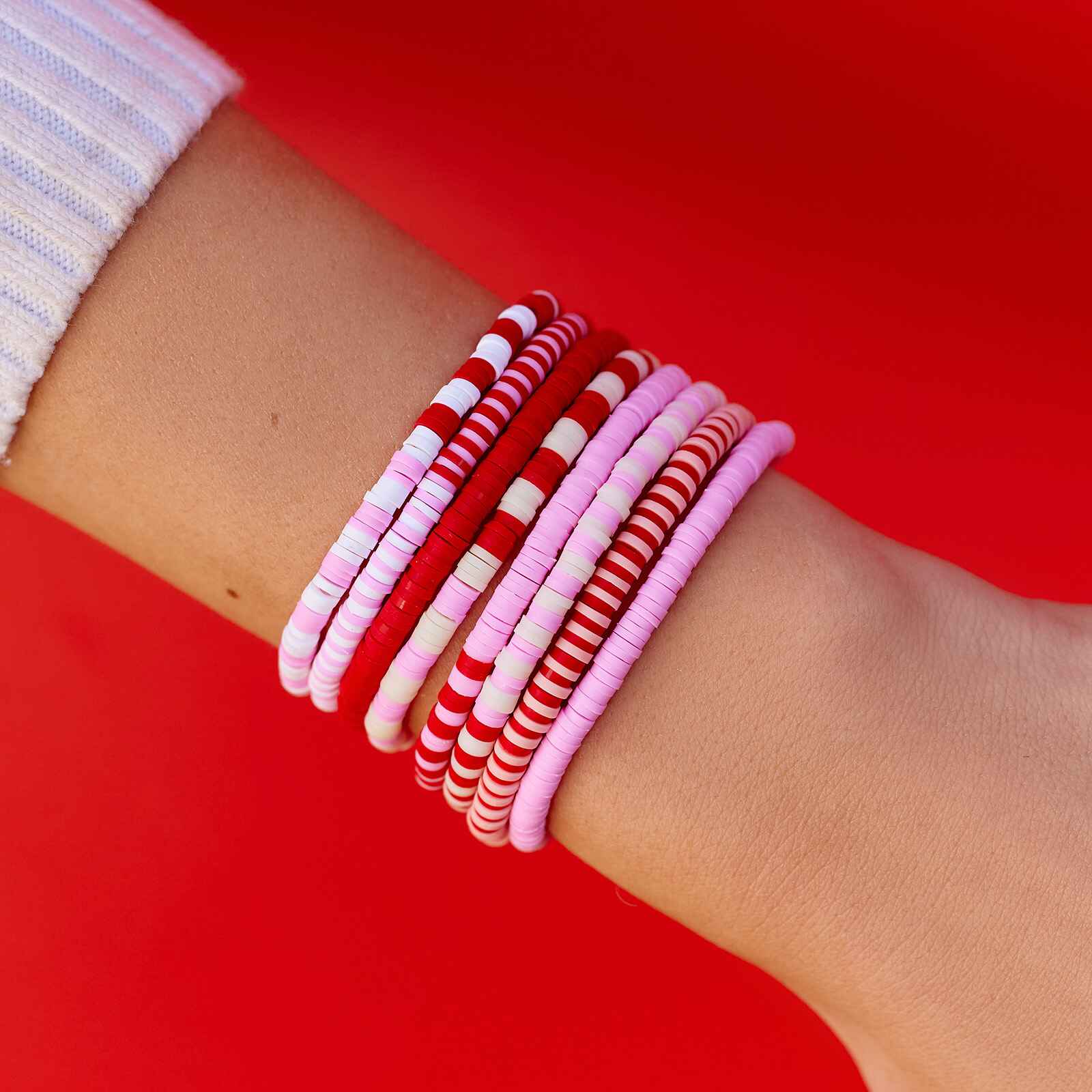 Vacation Vibes Pink Moment Stretch Bracelet Set of 8