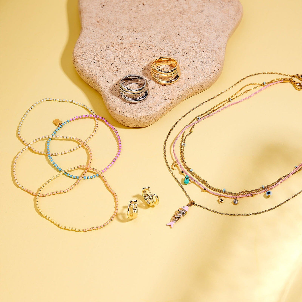String and Chain Layered Necklace